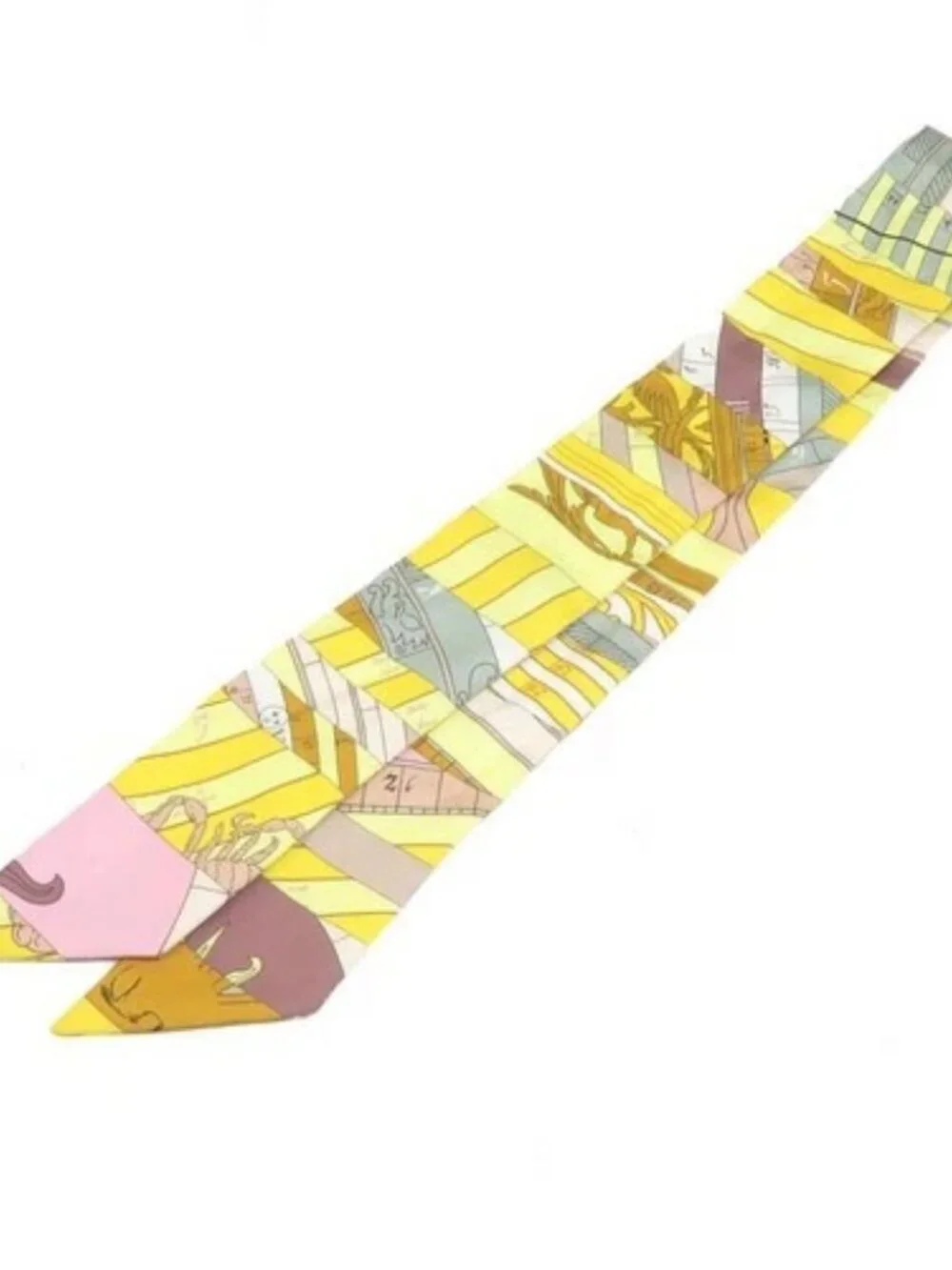 Auth HERMES Twilly Ribbon Scarf Yellow Silk - r11104a - Picture 3 of 10